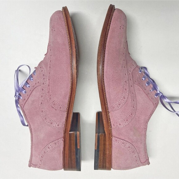 Sofia Luzon Pink Suede Brogues Oxfords Shoes EU 37 US 6.5 Spain Lace-up Handmade - Picture 6 of 9